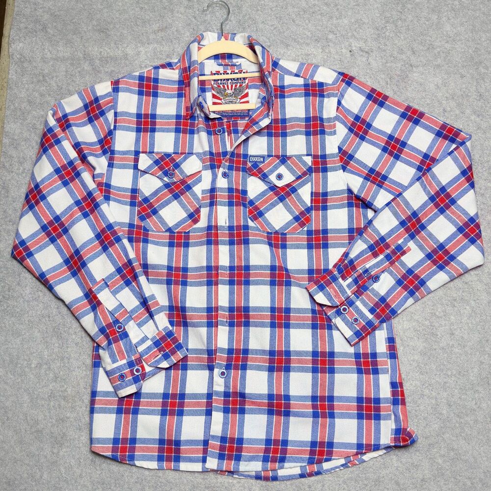 Dixxon Flannel Co. Men’s Medium “The Independent” Shirt Red White Blue Plaid